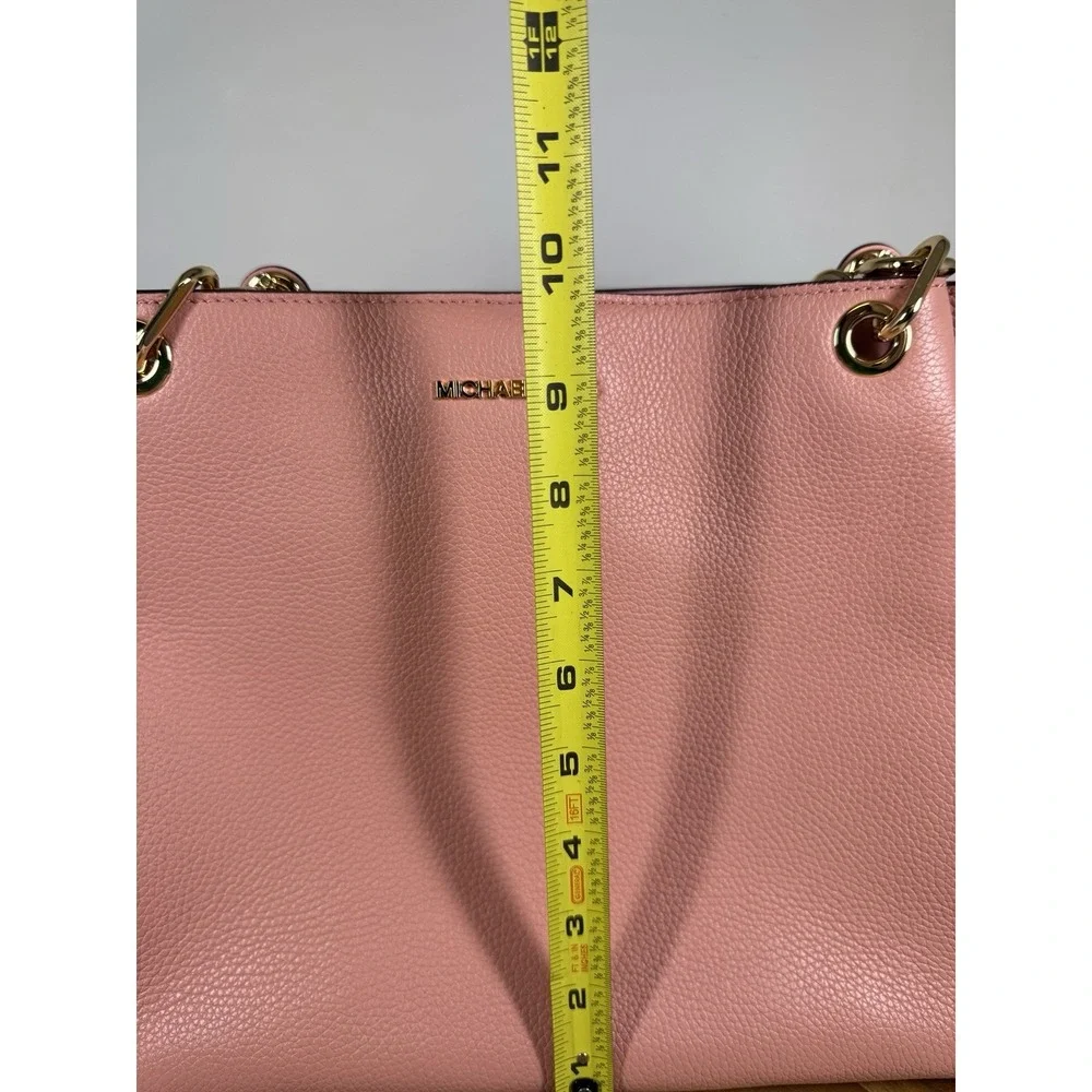 Authentic New Michael Kors Large Leather Trisha Shoulder Gusset Handbag Primrose